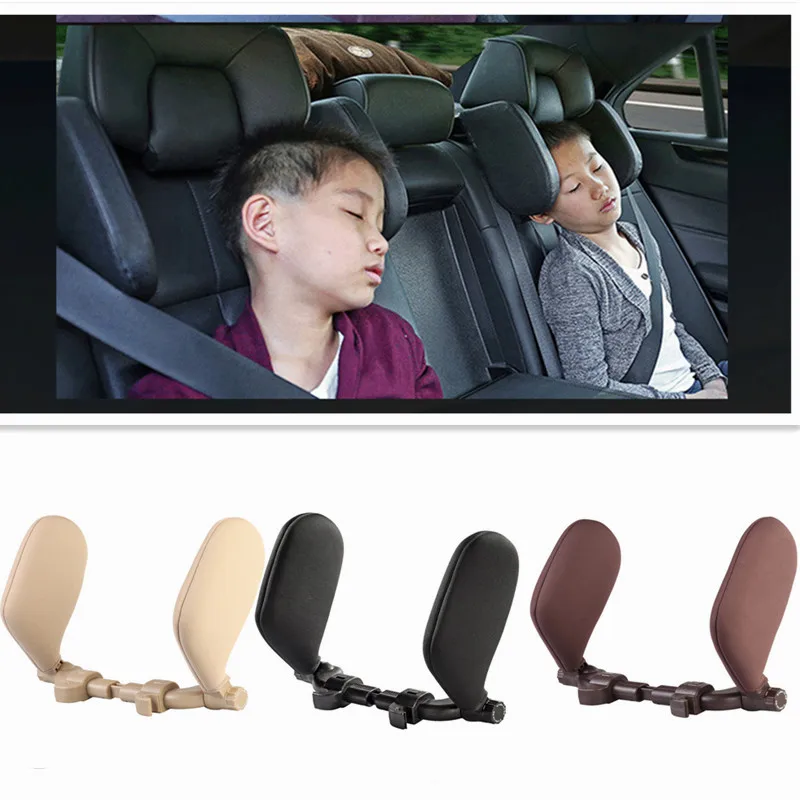 カーシートヘッドレスト枕、プレミアムシートホールドピロー、180度両側に調整可能な旅行用睡眠クッション、子供と大人向け