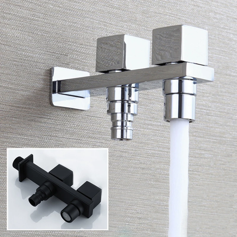 Accessories Wall Mounted Bathroom Faucet Double Handle Dual Control Nozzle Single Cold Faucet Brass Washing Machine Taps