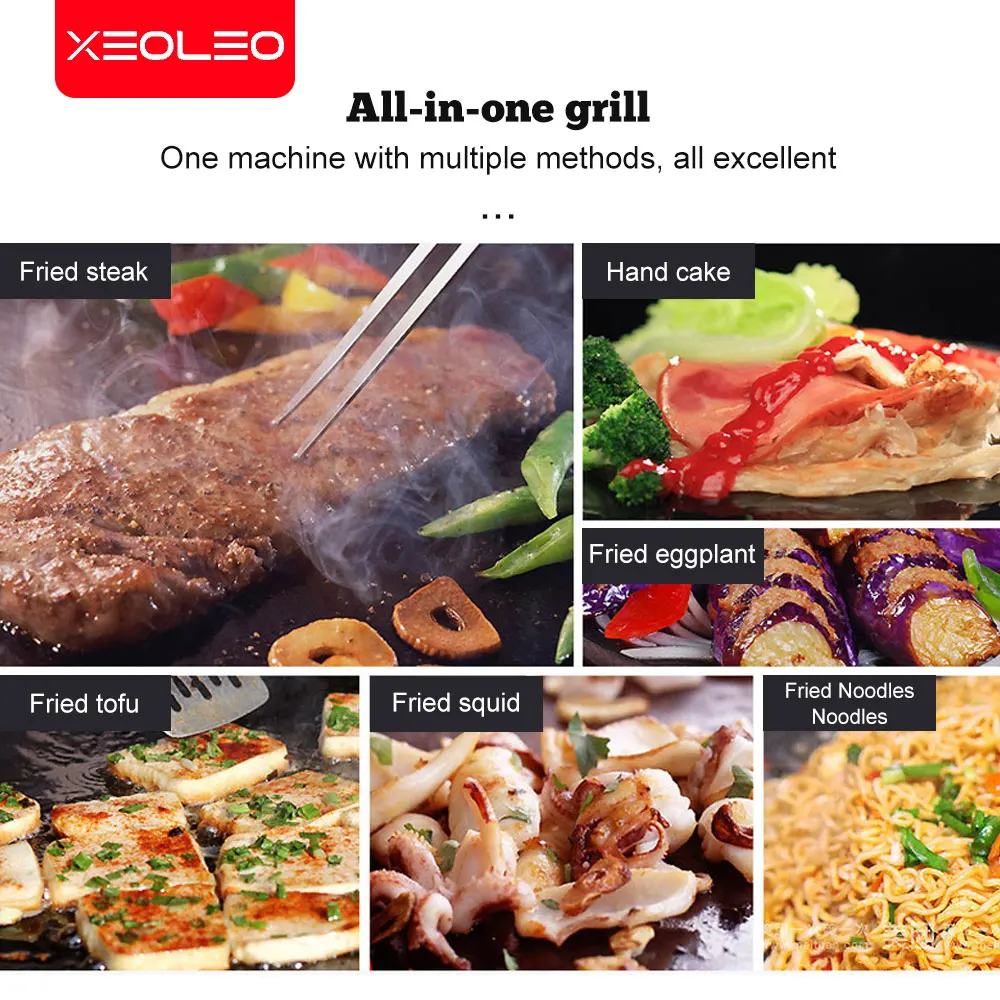 XEOLEO Electric Teppanyaki Hand Cake Machine Grilled Squid/Tofu/Spike Potato Flat Plate Kitchen Cuisine Food Processor