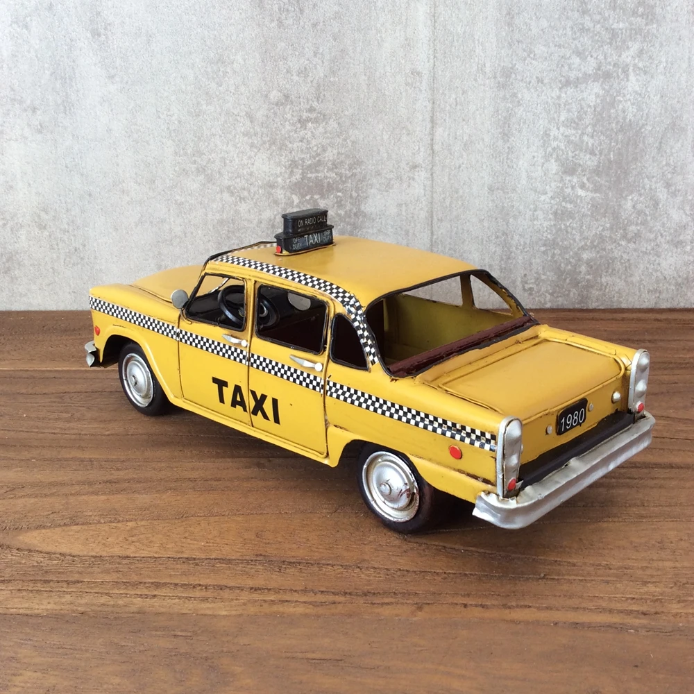 Taxi Model Oldcar Vintage Ironwork  Tin Retro Crafts Handmade Collection Handicraft Decorations Modelcar Gifts