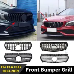 Front Grille Racing Grill For Mercedes Benz CLA C117 2013-2019 Diamond GT Inlet Hood Mesh Body Kit Tuning Accessories Facelift