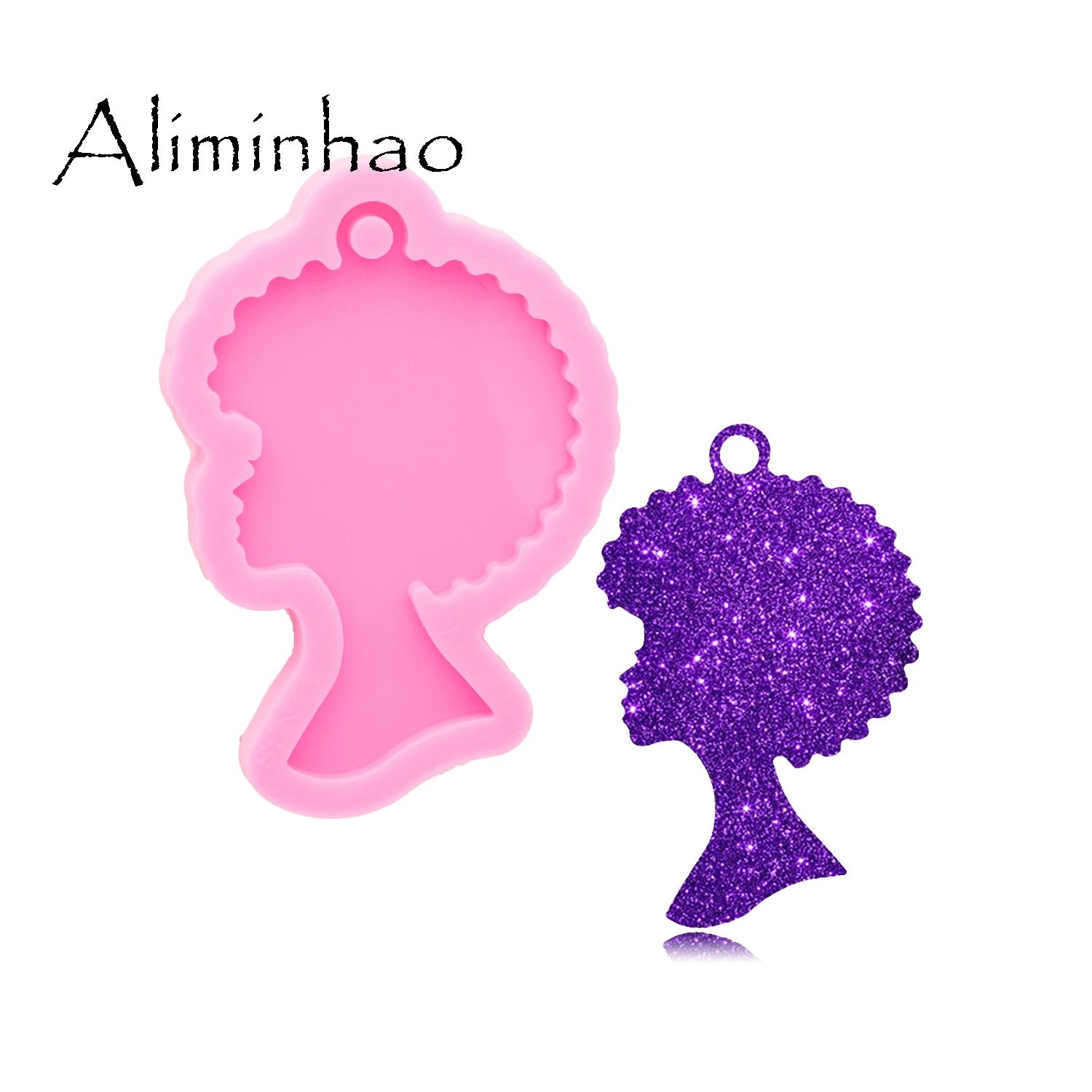 DY0798 Super Glossy Woman Head Resin Mold, Mould Craft Keychain, Silicone Mold For Epoxy Resin Jewellery Making