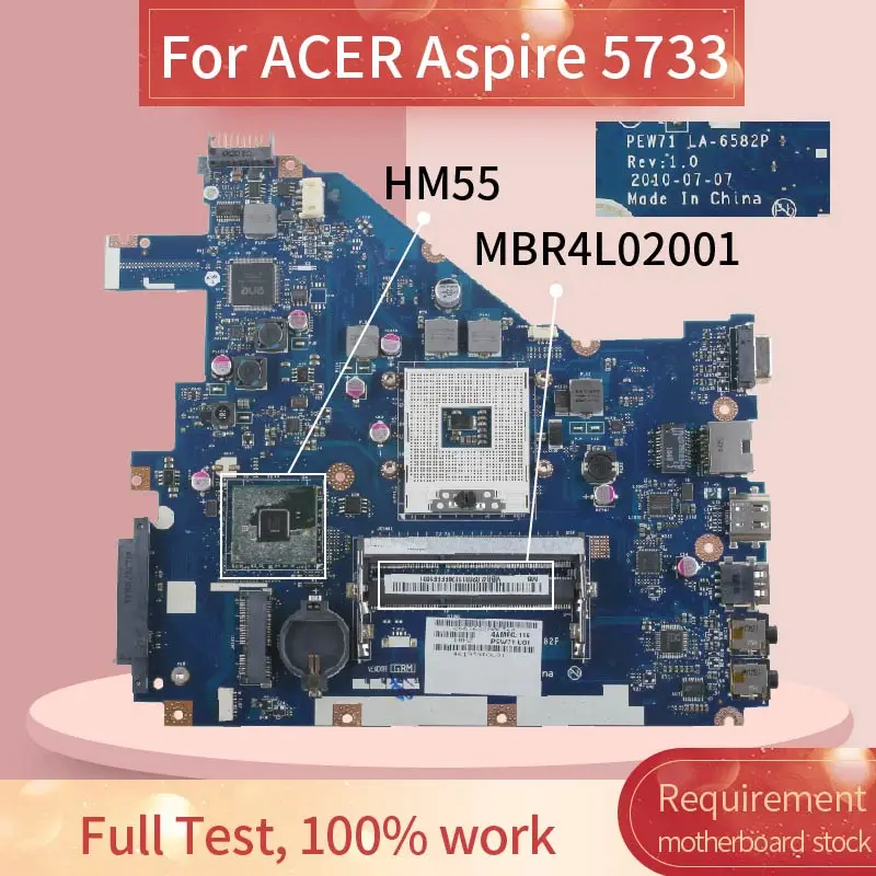 For ACER Aspire 5733 5742 5733z Laptop Motherboard LA-6582P HM55 DDR3 Notebook Mainboard Tested