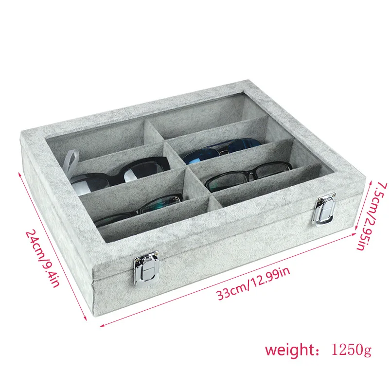 New 8 Slots Watch Jewelry Organizer Glasses Necklace Earring Case Display Storage Container with Lid Casket Jewellery Show Box