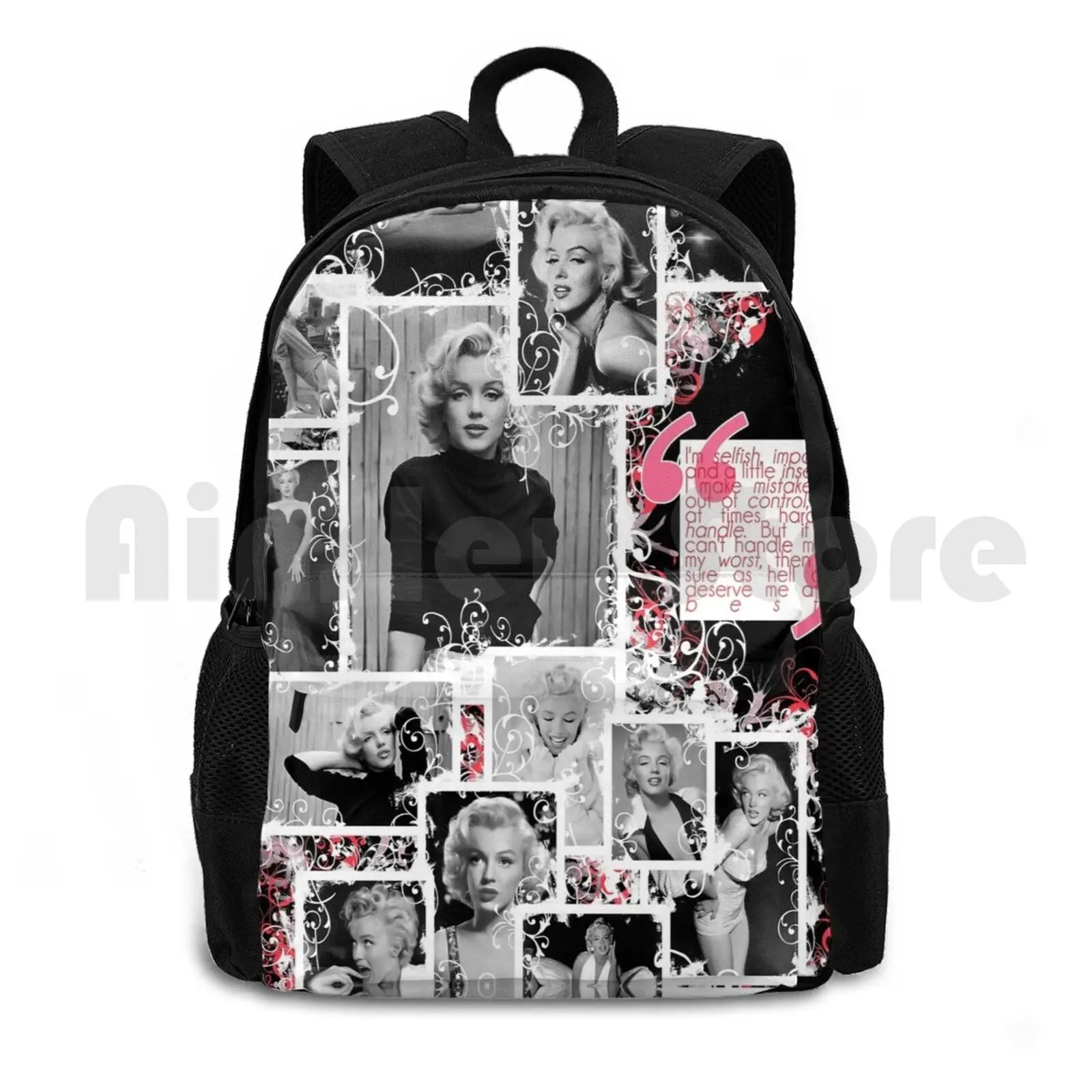 

Marilyn Monroe " Deserve Me At My Best " Collage / Quote Outdoor Hiking Backpack Waterproof Camping Travel Marilyn Monroe