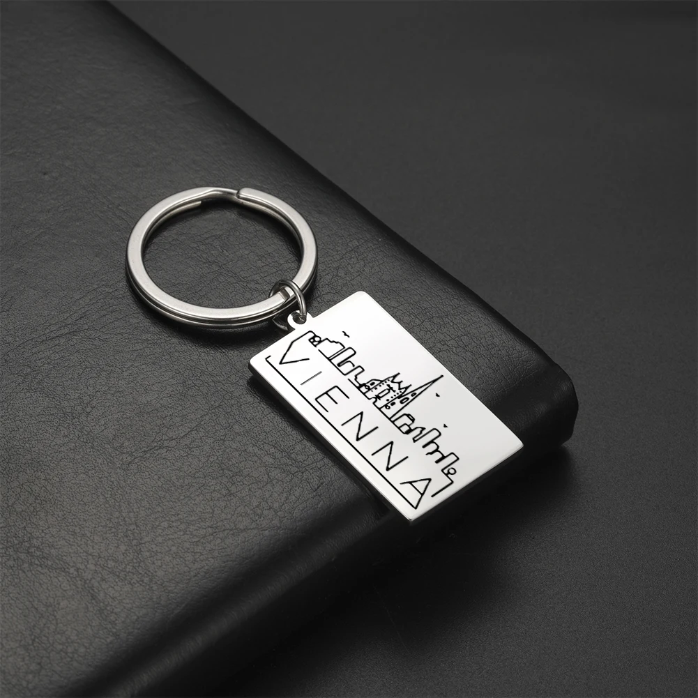 COOLTIME Reise Welt Hauptstadt Souvenir Auto Keychain Istanbul Rom Santiago Anhänger Schlüssel Ring Modeschmuck für Frauen Geschenk Männer – Detail 2