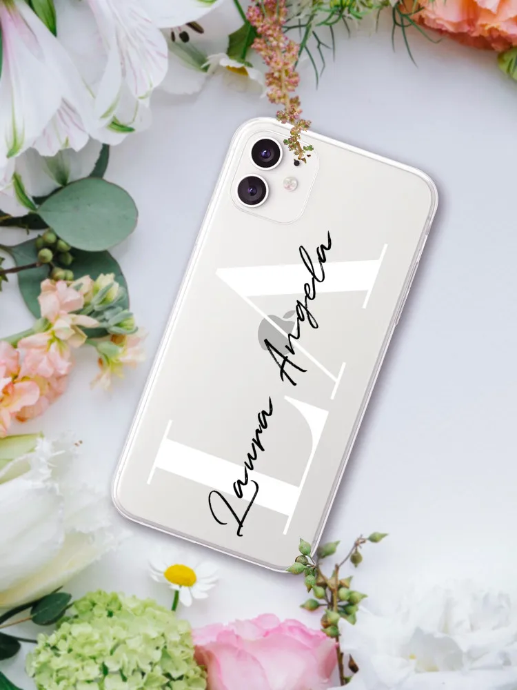 Custom Name DIY Letters for iPhone 15 14 13 Pro Max Case 12 8 Plus SE 2020 Cover Girls Silicone Funda For iPhone 11 Pro Case