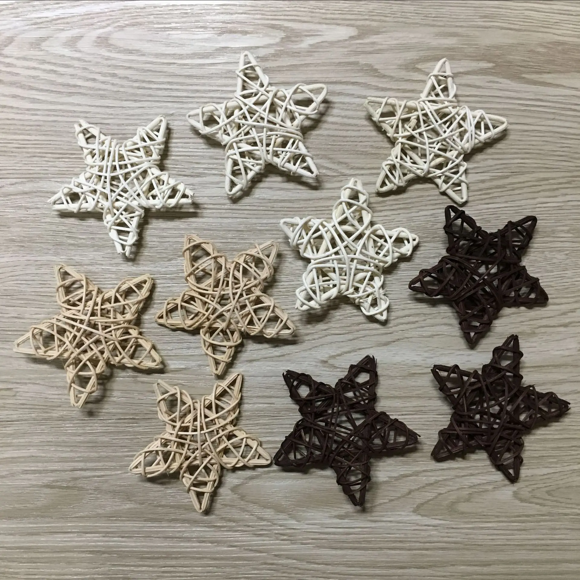 10 sztuk/partia 6cm rattanowa drewniana gwiazda na ślub dekoracja urodzinowa nowy rok prezent dla dzieci zabawki boże narodzenie DIY Craft Decor