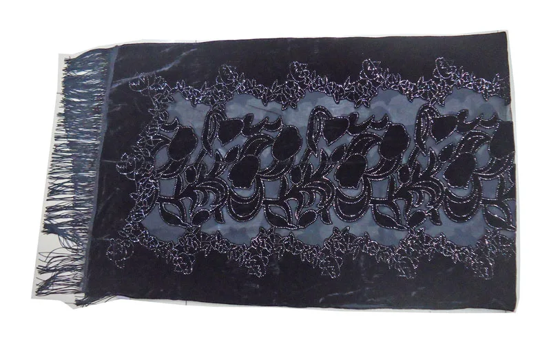 Brand Velvet Silk Long Scarf Hijab  Black Glitter Shawl For Women Print Bandana Headband Ladies Bag Wrap Winter Muslim Foulard