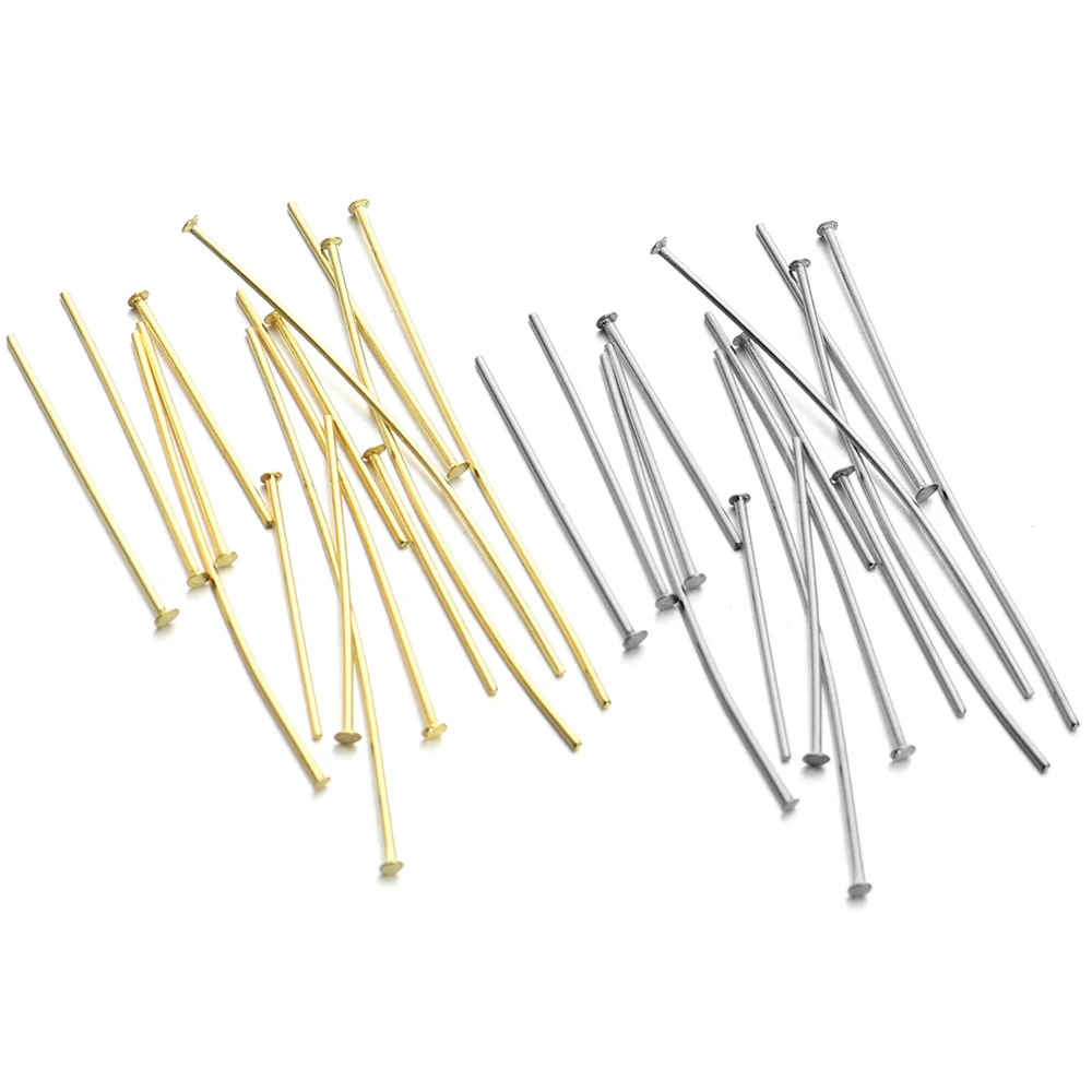 100Pcs 15/20/25/30/35mm Stainless Steel Straight T Head Pins Needles for DIY Jewelry Making Earring Findings Bulk Supplies