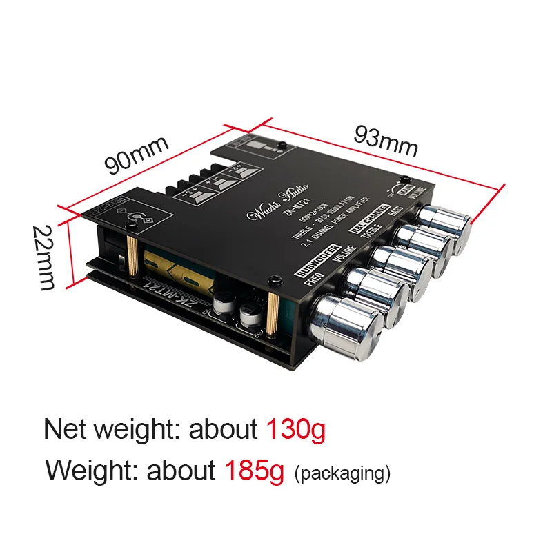 TPA3116D2 Bluetooth 5.0 2.1 Channel Power Audio Stereo Subwoofer Amplifier Board 50WX2+100W TREBLE Bass note tuning AMP tb21mt21
