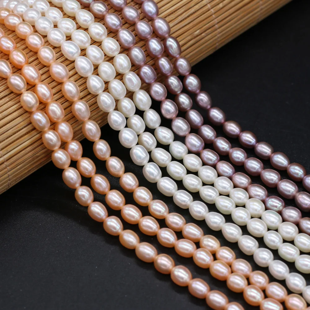 

Wholesale Natural Freshwater Pearl Beads Rice Shape Loose Beads for Jewelry Making DIY Bracelet Necklace Accessories Strand 14''