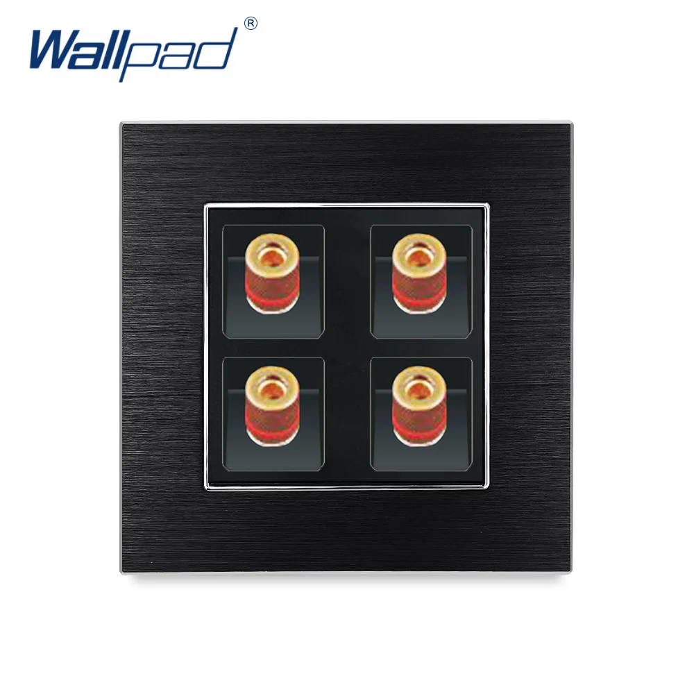 4 Pin Audio Socket Wallpad Luxury Satin Metal Panel Audio Ports Electric Wall Electrical Outlets For Home