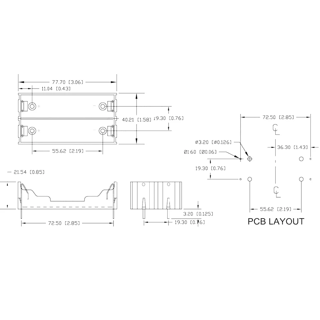 18650 Battery Holder With Pin 18650 Battery Box Case For 2 X 18650 Batteries 3.7V-7.4V Rechargeable Battery DIY