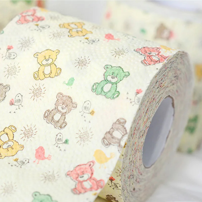 Bear roll paper printing paper towel cute cartoon core roll Bath Toilet Roll Paper 3 Ply Tissue Roll household toilet paper