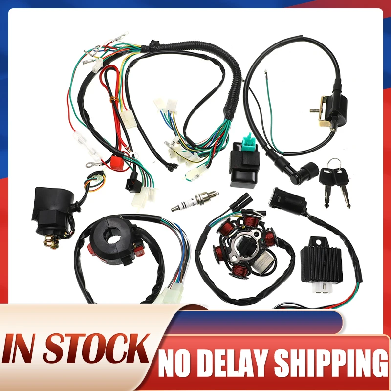 

1Set Full Complete Electrics Wiring Harness CDI STATOR 6 Coil For Motorcycle ATV Quad Pit Bike Buggy Go Kart 90cc 110cc 125cc