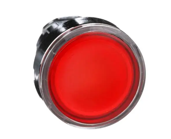 ZB4BW343 Red flush illuminated pushbutton head Ø22 spring return for integral LED