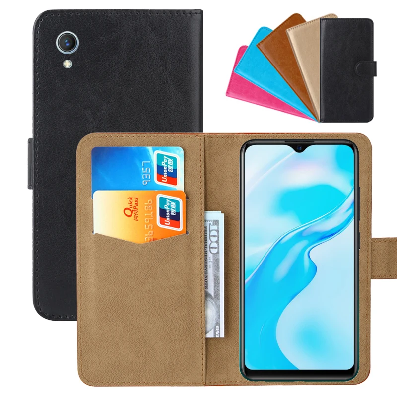 Luxury Wallet Case For Vivo Y1s PU Leather Retro Flip Cover Magnetic Fashion Cases Strap