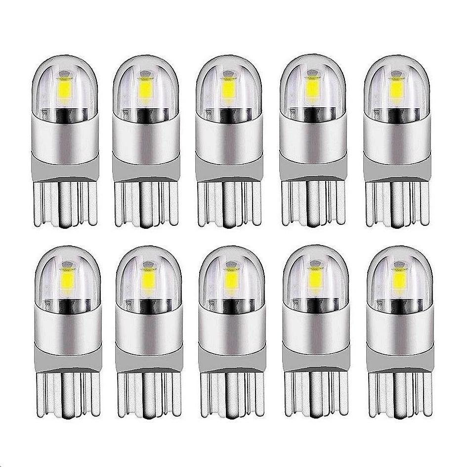 

10 шт., Автомобильные светодиодные лампы T10 W5W 194 168 3030 2SMD, белый, красный, голубой, желтый, 12 В