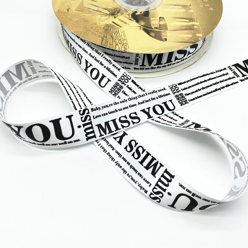 5 yards 25mm Printed 'MISS YOU' Satin Ribbon for Gift Wrapping Wedding Decoration Hair Bows DIY image 4