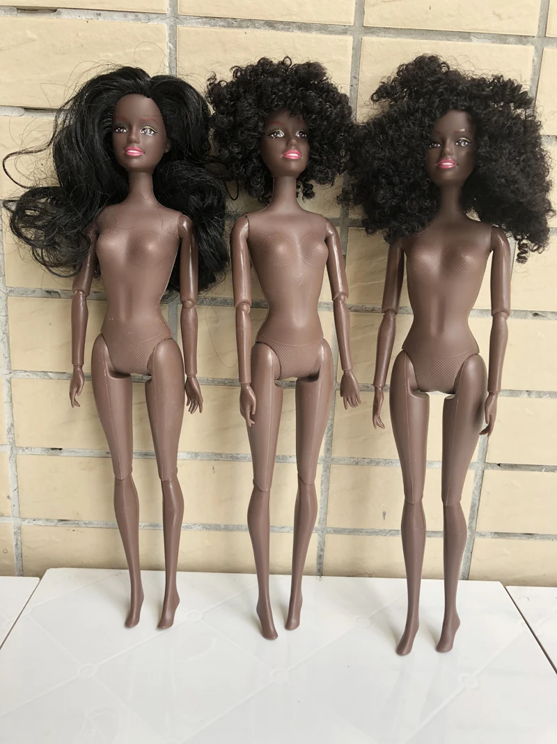 1pcs Plastic 29cm African Doll Body with Head 11Joint Deep Black Nude Doll Body for 1/6 doll DIY Toy Doll Accessories Gift