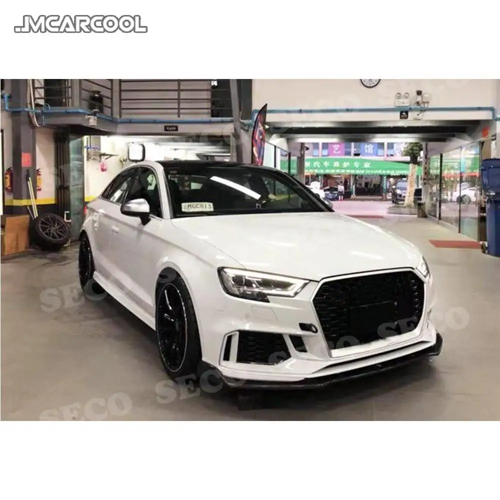 Carbon Fiber Front Bumper Lip Spoiler for Audi A3 RS3 Not A3 Standard S3 2017 2018 Head Bumper Chin Protect Cover Car Styling