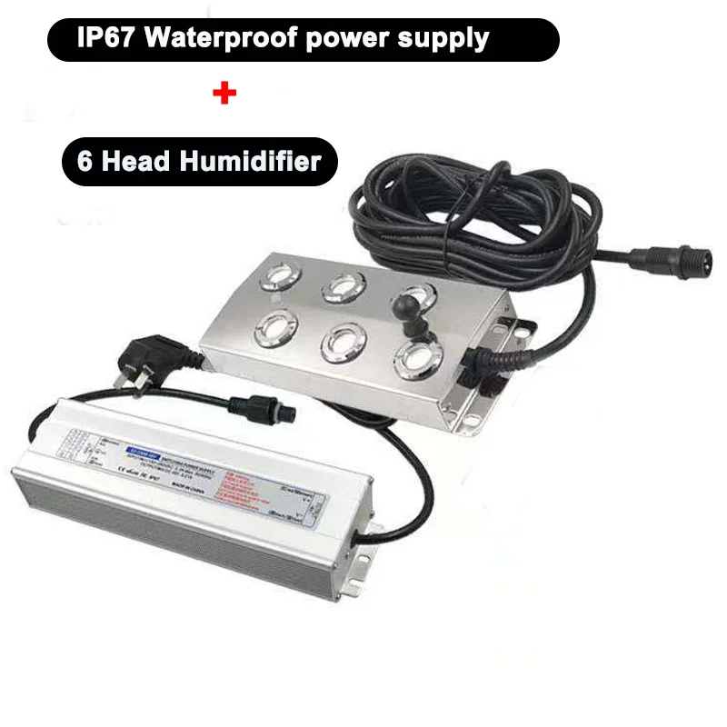 HEMAN Ultrasonic Mist Maker Fogger Sprayer  Air Humidifier Fountain Pond Atomizer 6 Head with Waterproof Power Supply