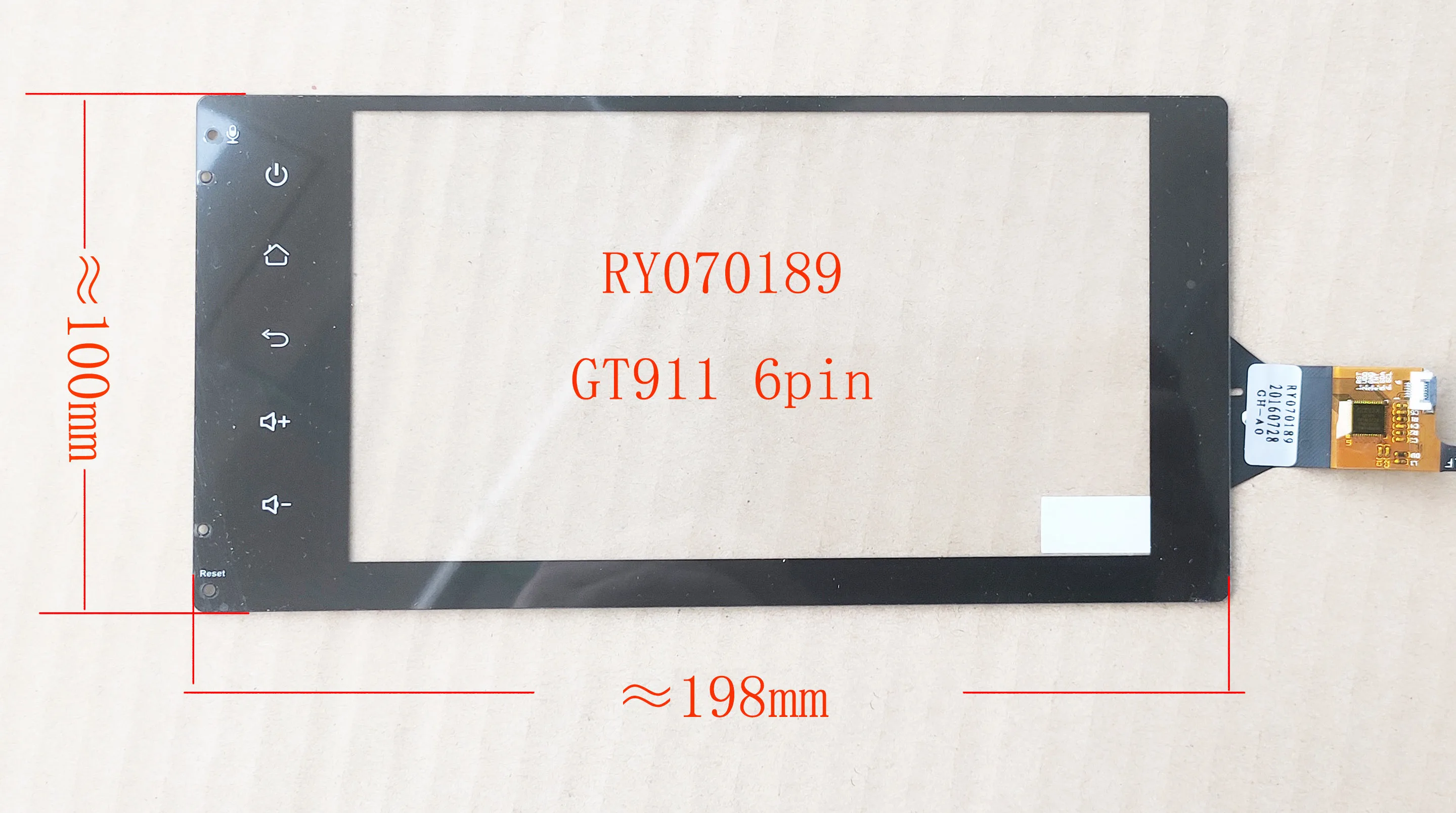 

7inch Touch Screen 198*100mm Livina Sena Dedicated Sensor Digitizer GT911 6pin VIOS CROWN COROLLA RAV4 Hyundai RY070189 M189GH