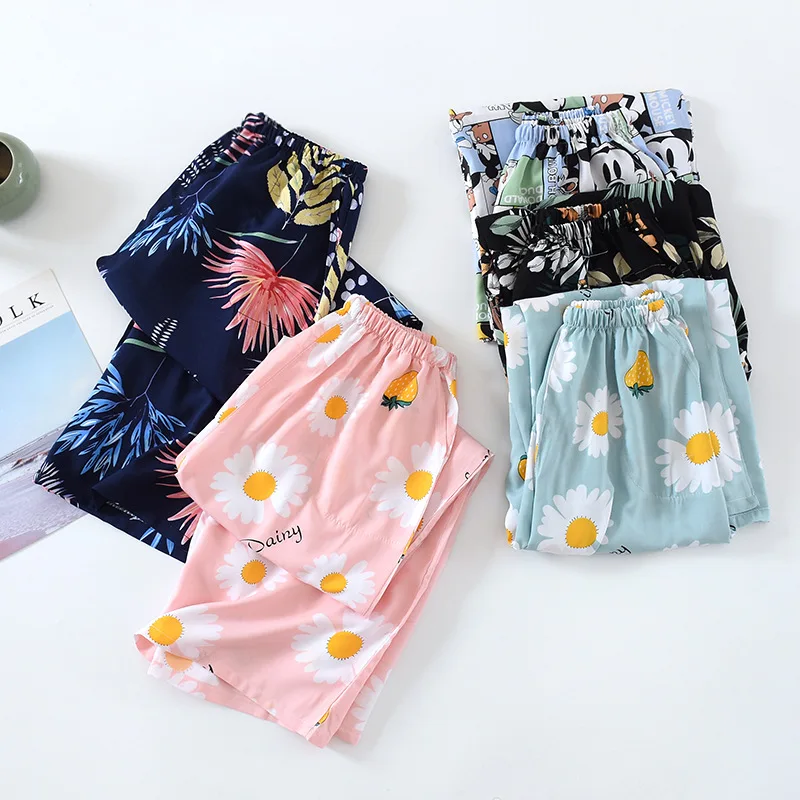NHKDSASA Summer Cotton Satin Thin Cool And Soft Ladies Loose Mosquito Pants Women Loose Homewear Comfort Casual Wear Pants