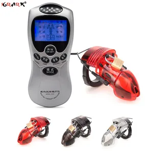 Caqueta de descarga eléctrica CAGA DE CASTidad masculina Dispositivo de la manga del pene Anillo de manguito ajustable Lock Uretral Lock Sex Toys for Men Gay Adultos 8 mejores ventas contra la castidad de extracción - №3