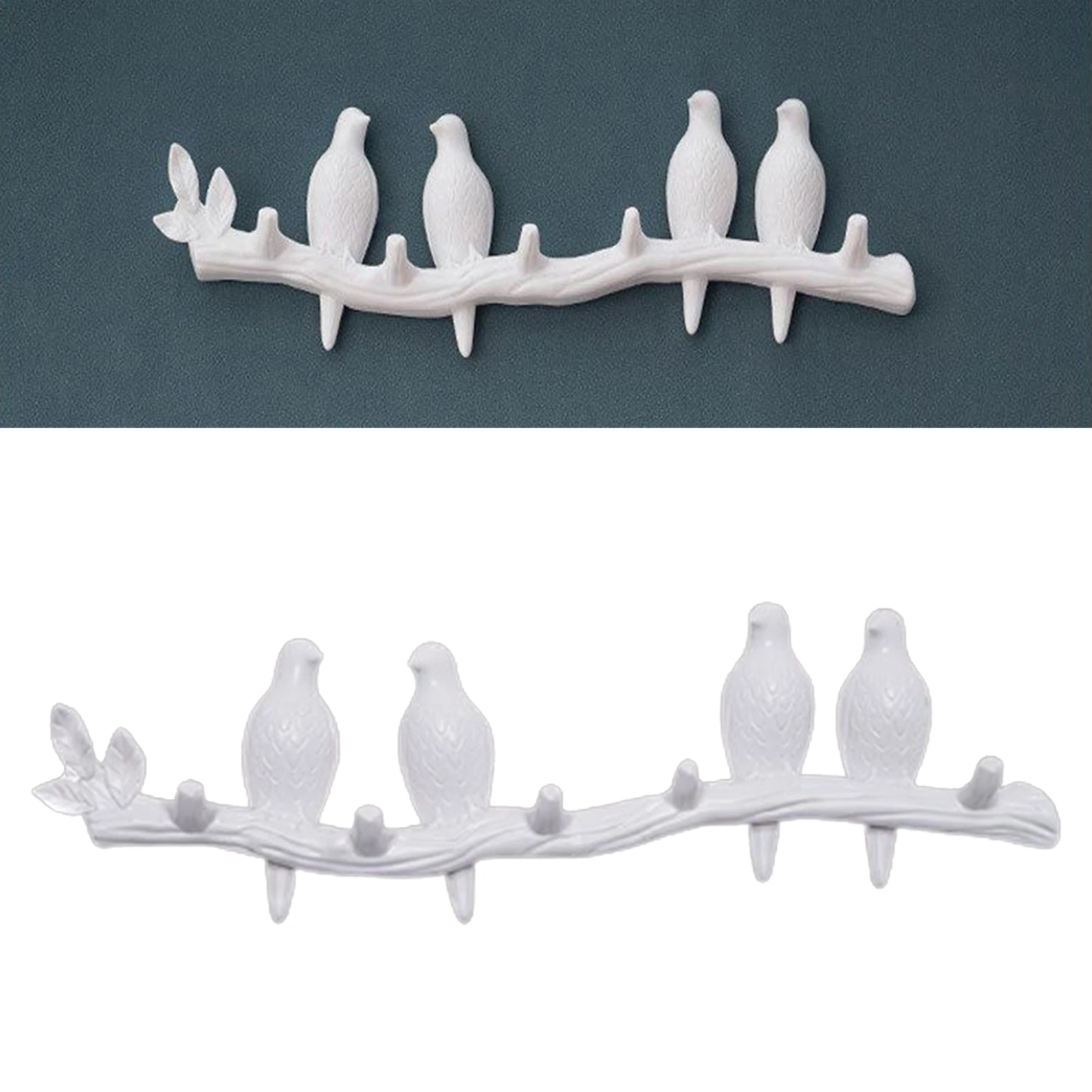 Birds on Branch Wall-mounted Hook Clothes Cap Key Towels Holder Porch Living Room Bedroom Storage Wall Ornament Gift