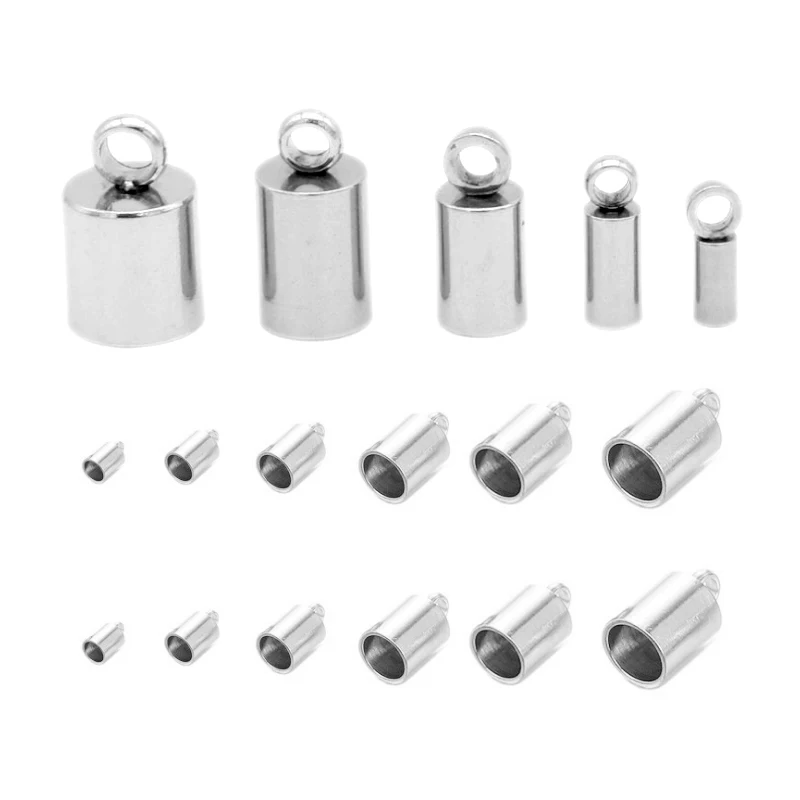 20pcs/lot  Stainless Steel Clasps Hooks Cords End Caps Cord for Jewelry Making Supplies Bracelet Necklace DIY Jewelry Findings
