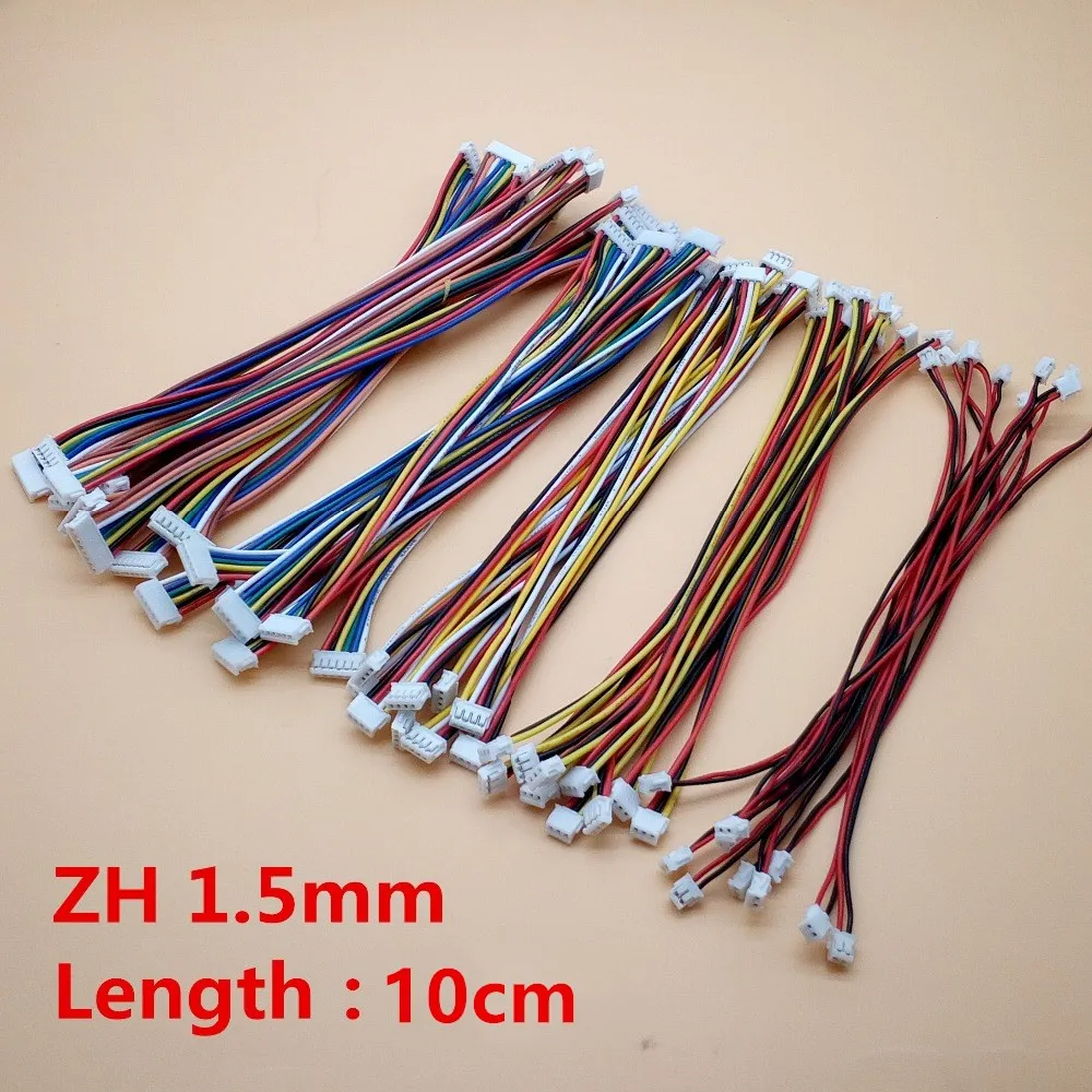 10PCS ZH1.5 ZH 1.5MM 2P/3P/4P/5P/6/8 Pin Female & Female Double Connector with Wire Length 100MM 1007 28 AWG