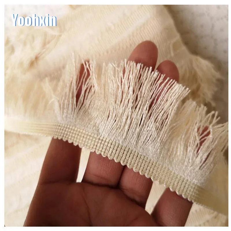 4cm Wide HOT Cotton Embroidery Beige Flower Lace Fabric Dubai Sewing DIY Trim Fringe Tassel Applique Ribbon Collar Dress Decor