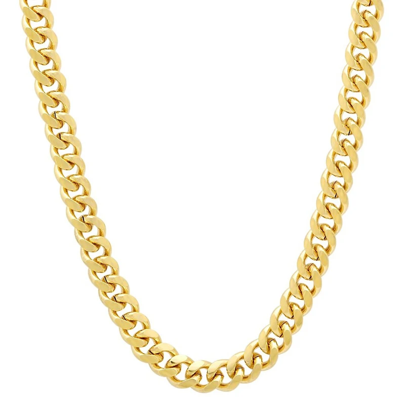 24k Gold Jewelry 8mm 20-30 Inch Hip Hop Men Necklace Chains Fashion Gold Color Filled Curb Cuban Long Necklace