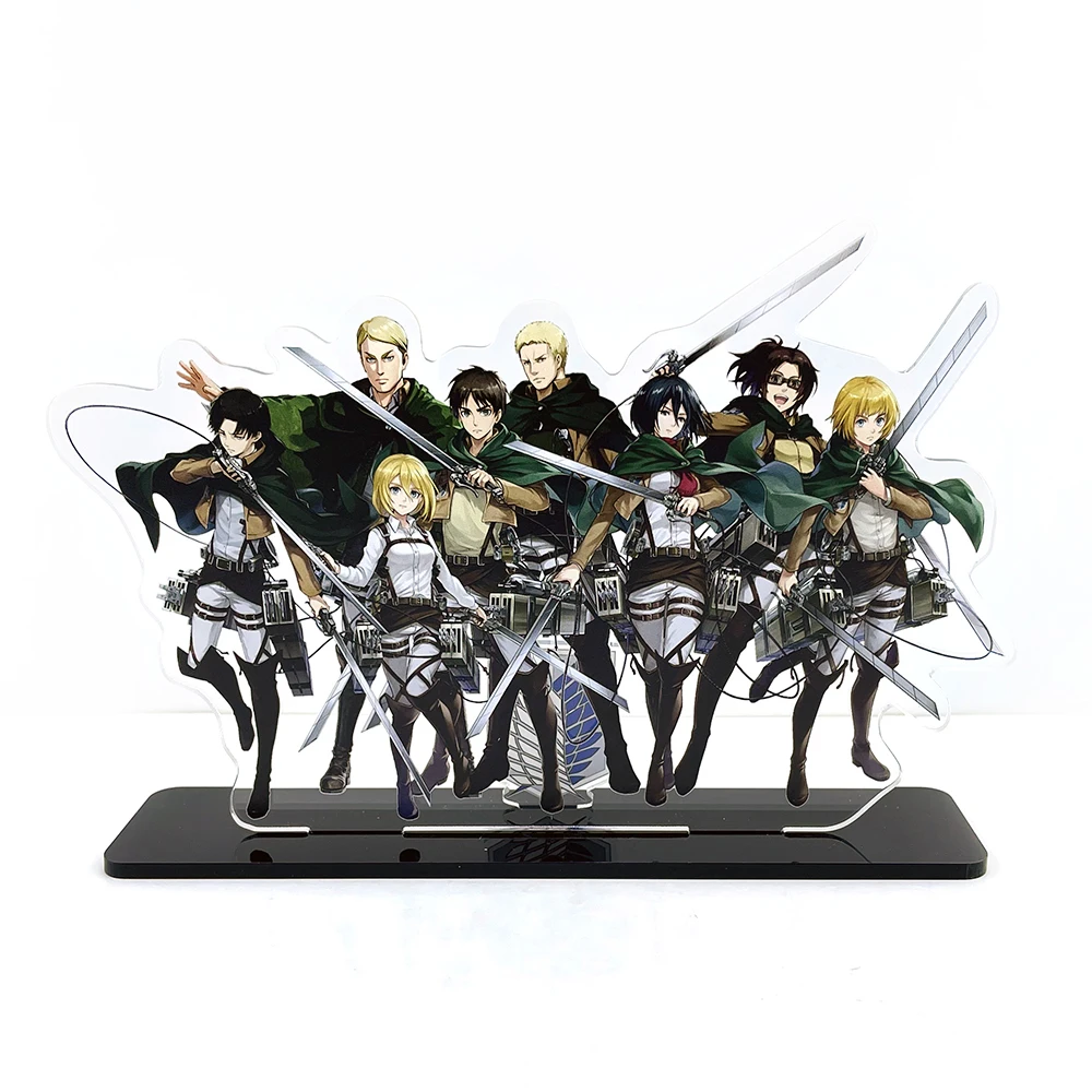 Shingeki no Kyojin Attack on Titan Mikasa Eren Armin Levi Erwin Hange HM akrylowy stojak na figurkę model uchwyt na talerz topper anime