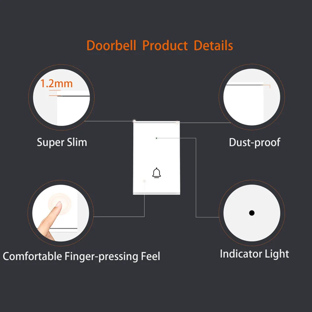 Staniot 433MHz Welcome Intelligent Wireless Doorbell Smart Door Bell Button with Battery for Home Burglar Security Alarm System