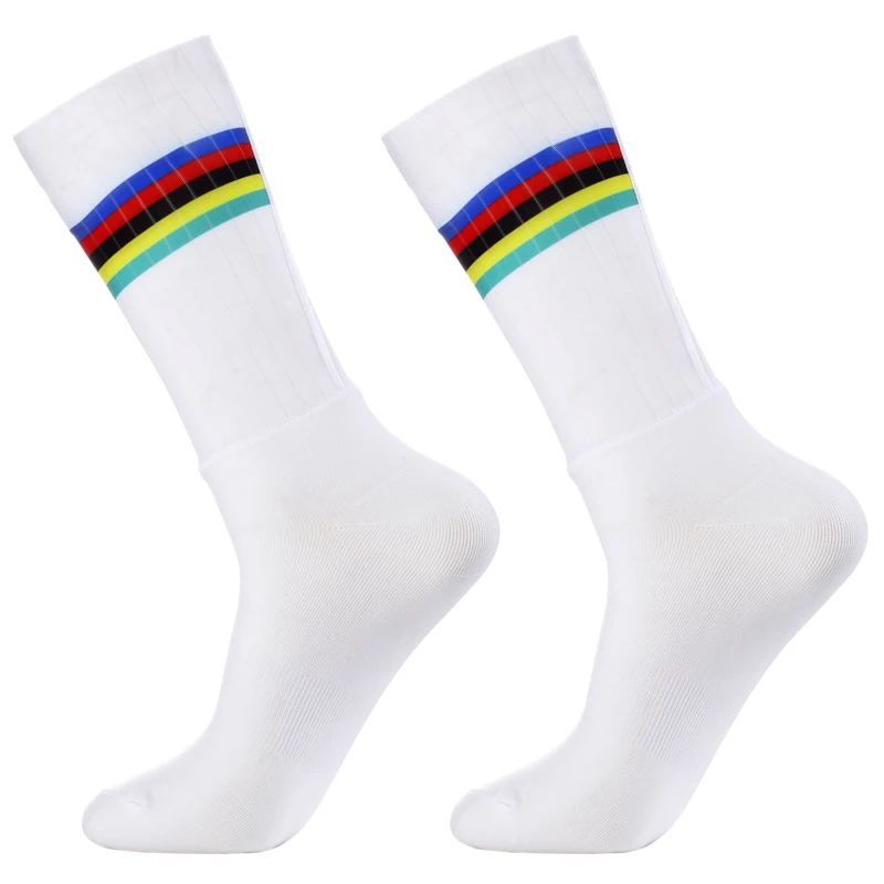 Anti Slip Seamless Silicone Pro Team Aero Socks Breathable Cycling Socks Outdoor Running Sport Champion Rainbow Bike socks