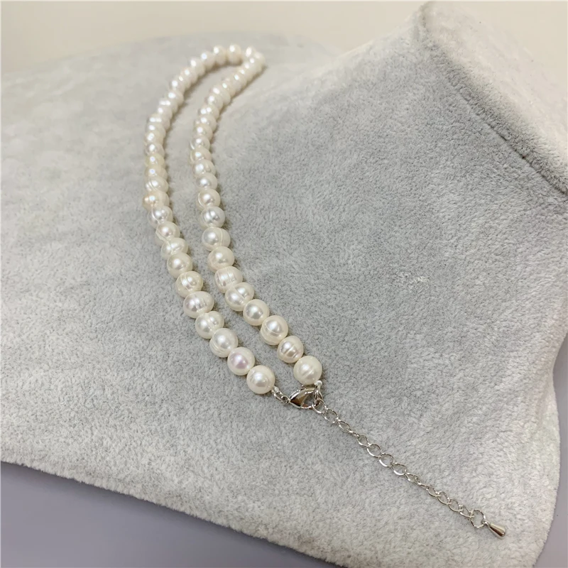 Wholesale18K Gold Pearl Chokers Necklaces 6-7mm Natural Freshwater Pearl Jewelry For Women 2021 Fashion Pretty Wedding Gift\'