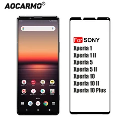 Aocarmo For Sony Xperia 1 5 10 II III Plus Pro-I 2.5D 9H Full Glued Silkscreen Tempered Glass Screen Display Protector Film