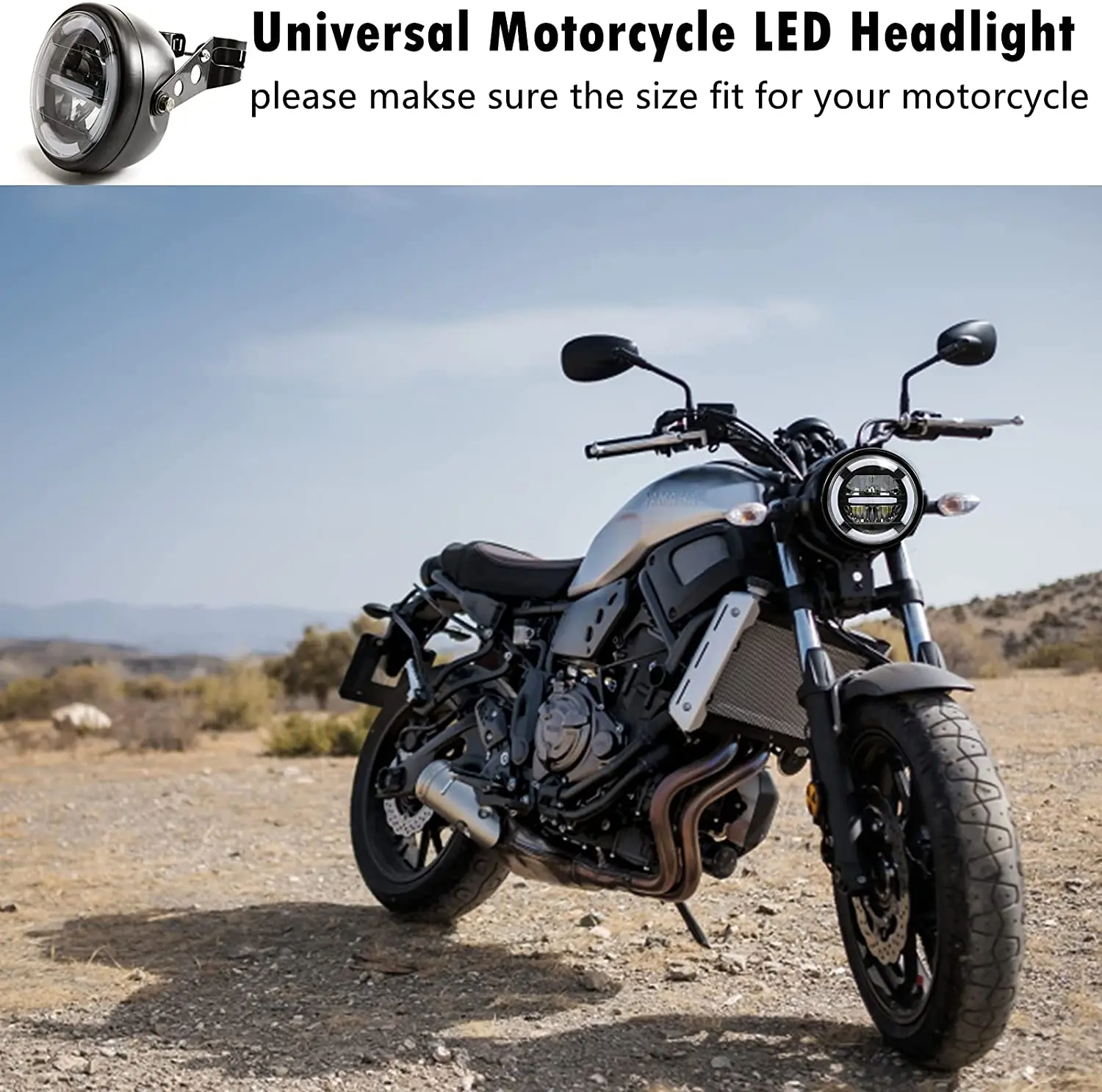 Motorcycle cafe racer headlight Round High low Beam DRL Head Lamp LED For yamaha road star hornet 250 xvs 1100 bobber Chopper