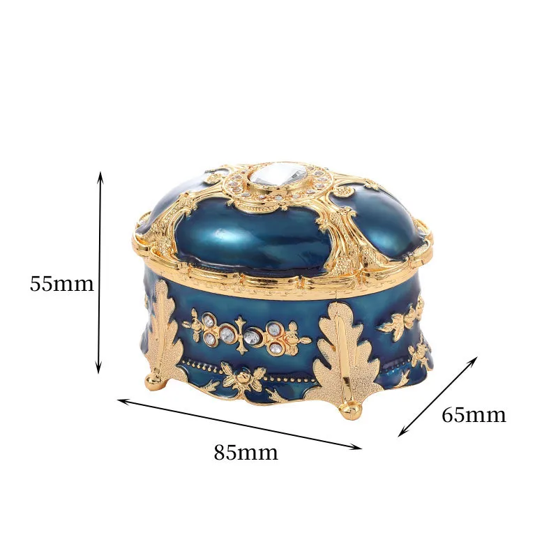 European-Style Oval-Shaped Jewelry Trinket Box With Shinning Rhinestones Ring Jewelry Storage Boxes Home Decor Unique Gift