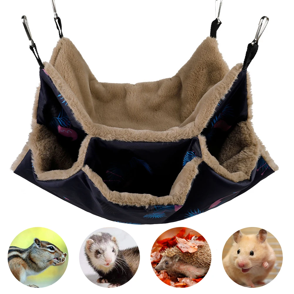 Pet Hammock Double-layer Plush Soft Winter Warm Hanging Nest Sleeping Bed Small Pets Hamster Hammocks Squirrel Chinchilla House