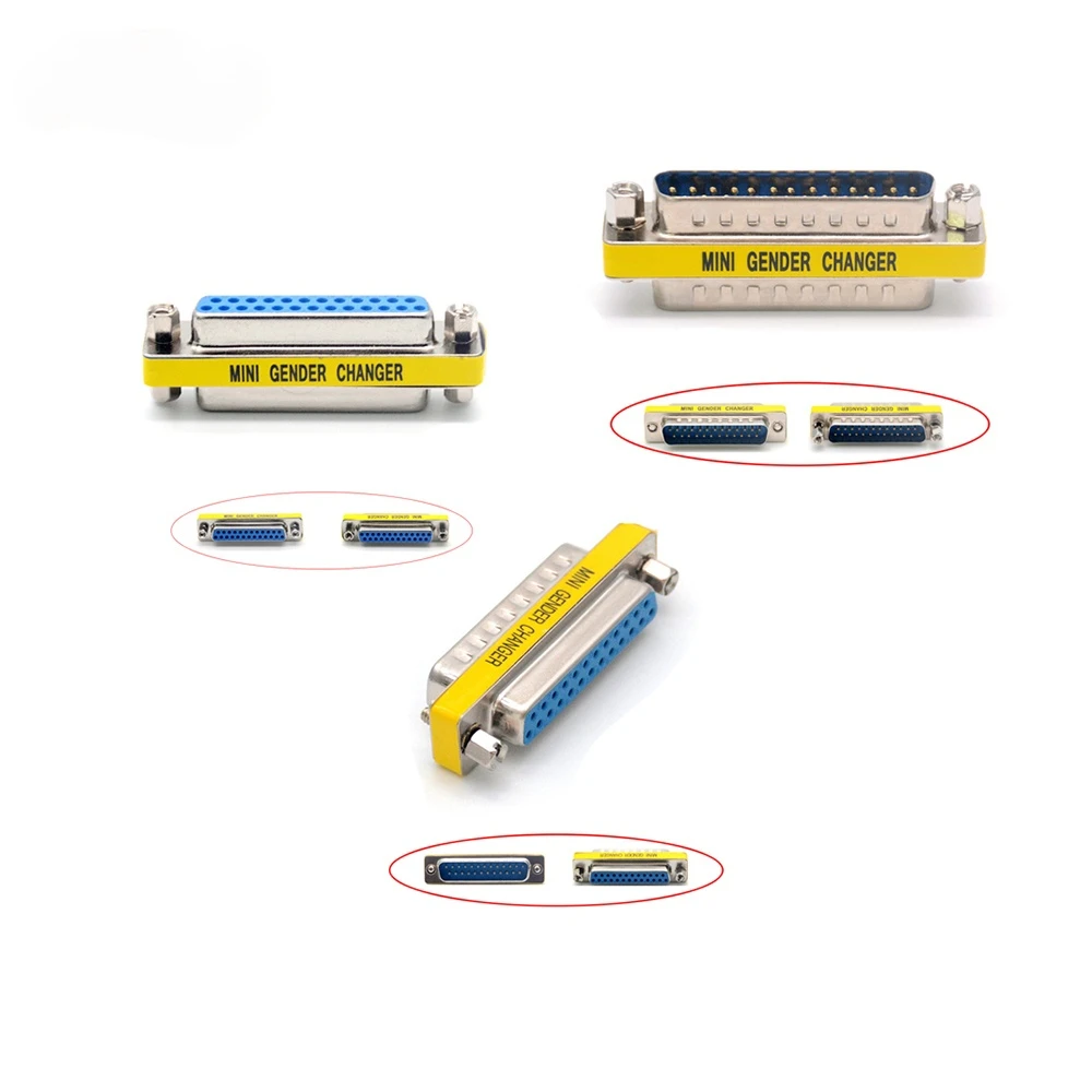 D-Sub 25pin Connectors Mini Gender Changer Adapter DB25 Male/Female to Male/Female connector adapter Printer Parallel LPT Port