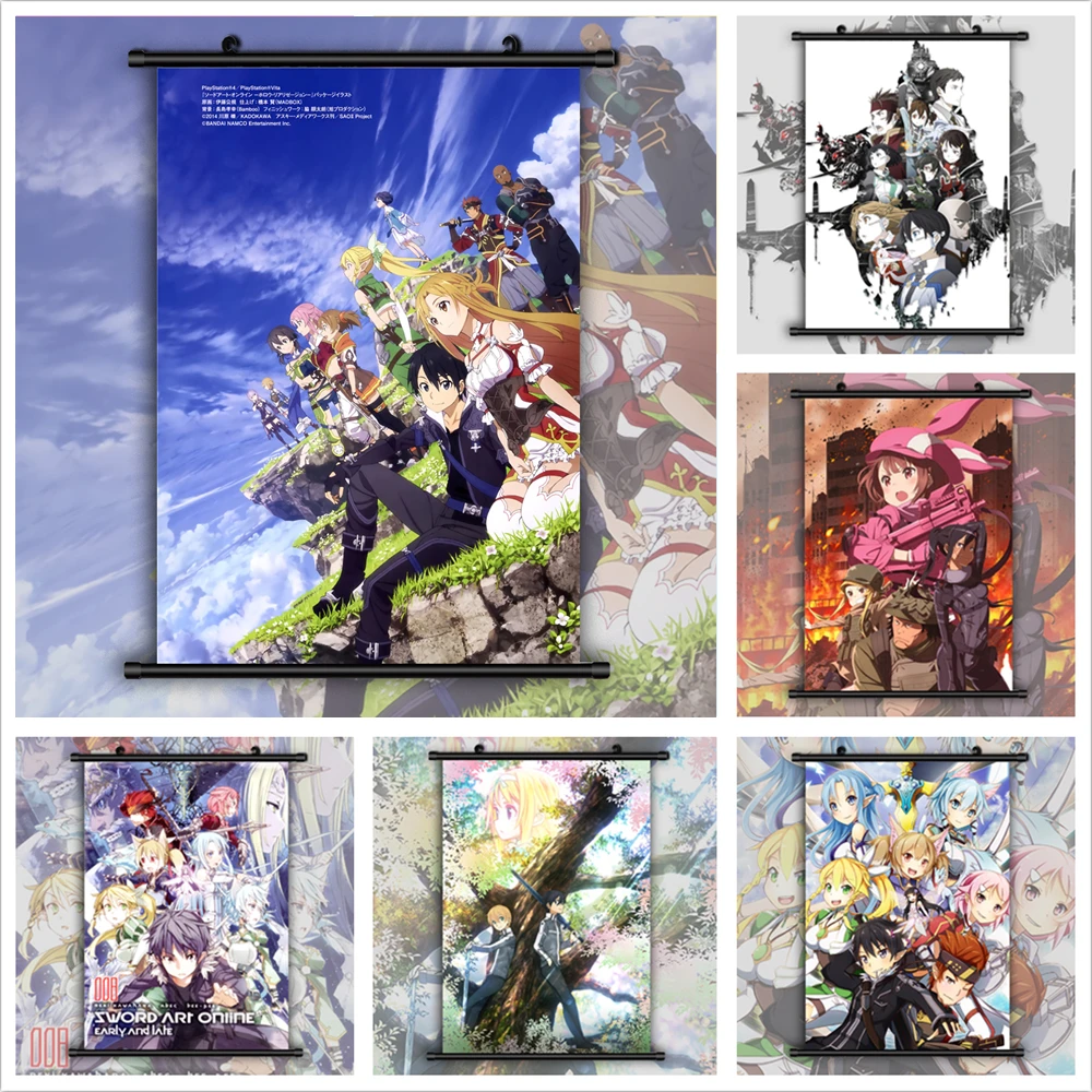 

Sword Art Online Anime Poster Style Anime Manga Canvas Painting Wall Art Photo Children Room Decoration