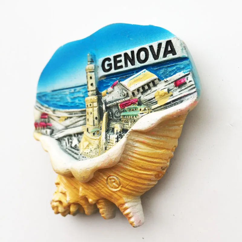 (Genoa Italy) Fridge Magnet,Creative Travel Commemorate Crafts 3D Ornaments Magnetism Resin Material Refrigerator Stickers