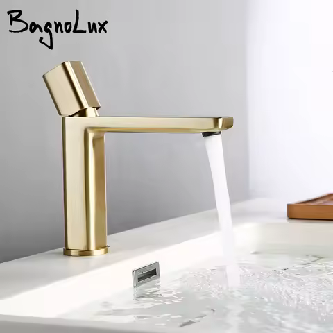 Bagnolux Brushed gold Brass Single Hole Single handle Deck Mounted Basin Hot and cold water sink Bathroom Faucets