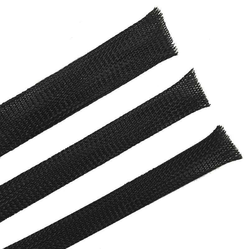 1 meter Nylon braided mesh tube Shock absorber tube Black snakeskin net Wire telescopic sleeve Netted tube retaining tube