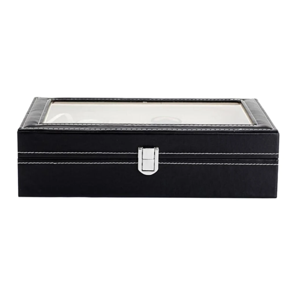 10 Slots Watch Box PU Leather Luxury Watch Case Holder Organizer Storage Box For Watches Men Glass Top Watch Organizer Jewelry