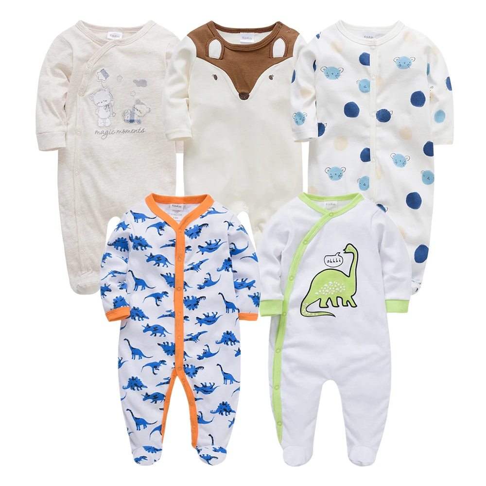 

5PCS Baby Boys Rompers Set Roupa De Bebe Newborn Full Sleeve 0-12M Infant Girl Rompers New Born Clothes Bebes Giyim Jumpsuit